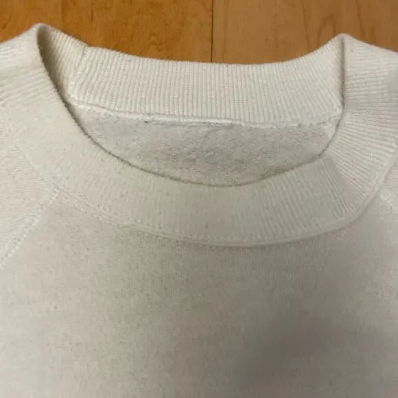 Vintage 50s/60s Hastings College White L/XL Thrashed Long Sleeve Sweatshirt